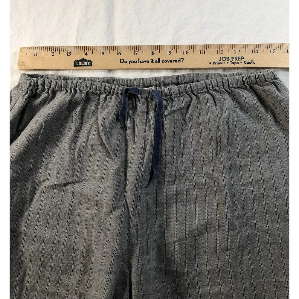 Victoria's Secret Size M Gray Striped Floral Embroidered Flannel Pajama Pants‎